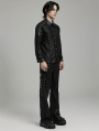 Black Gothic Punk Handsome Spiked Long Sleeve Shirt for Men