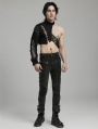 Black Gothic Punk Asymmetric One Arm Harness for Men