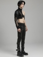 Black Gothic Punk Asymmetric One Arm Harness for Men