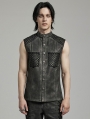 Black and Grey Gothic Wasteland Punk Men's Fitted Sleeveless Shirt