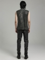 Black and Grey Gothic Wasteland Punk Men's Fitted Sleeveless Shirt