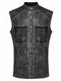 Black and Grey Gothic Wasteland Punk Men's Fitted Sleeveless Shirt