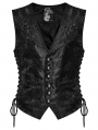 Black Gothic Retro Jacquard Flower Pattern Waistcoat for Men