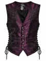 Black and Red Gothic Retro Jacquard Flower Pattern Waistcoat for Men