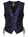 Black and Blue Gothic Retro Jacquard Flower Pattern Waistcoat for Men