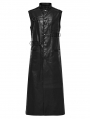 Black Gothic Punk Glossy Texture Long Vest for Men