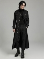 Black Gothic Classic Military Fit Long Coat for Men