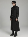 Black Gothic Classic Military Fit Long Coat for Men