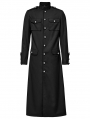 Black Gothic Classic Military Fit Long Coat for Men