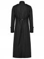 Black Gothic Classic Military Fit Long Coat for Men