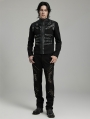 Black Gothic Punk Metal Buckle Handsome Short Coat for Men