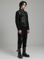 Black Gothic Punk Metal Buckle Handsome Short Coat for Men