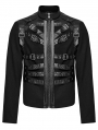 Black Gothic Punk Metal Buckle Handsome Short Coat for Men