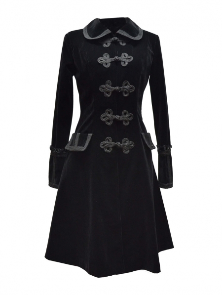 Black Chinese Style Gothic Long Coat for Women - Devilnight.co.uk