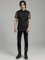 Black Gothic Punk Men's Short Mesh Sleeve Shirt