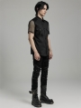 Black Gothic Punk Men's Short Mesh Sleeve Shirt