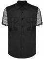 Black Gothic Punk Men's Short Mesh Sleeve Shirt