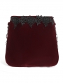 Wine Red Gothic Retro Velvet Lace Applique Chain Strap Shoulder Bag