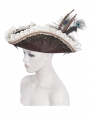 Brown Retro Gothic Lace Ruffle Feather Costume Pirate Hat for Women