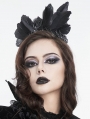 Black Gothic Retro Cross Beading Feather Costume Crown Headdress