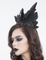 Black Gothic Retro Cross Beading Feather Costume Crown Headdress