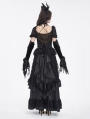 Black Gothic Retro Velvet Rose Beaded Lace-Up Long Gloves for Women