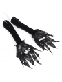 Black Gothic Retro Velvet Rose Beaded Lace-Up Long Gloves for Women