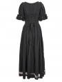 Black Gothic Retro Drawstring Short Sleeve High-Low Dress