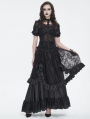 Black Gothic Gorgeous Tiered Lace Ruffle Trim Maxi Party Skirt