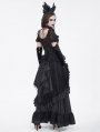 Black Gothic Gorgeous Tiered Lace Ruffle Trim Maxi Party Skirt