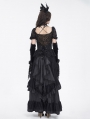 Black Gothic Gorgeous Tiered Lace Ruffle Trim Maxi Party Skirt