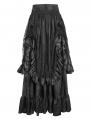 Black Gothic Gorgeous Tiered Lace Ruffle Trim Maxi Party Skirt