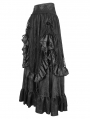 Black Gothic Gorgeous Tiered Lace Ruffle Trim Maxi Party Skirt