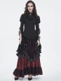 Black and Red Gothic Gorgeous Tiered Lace Ruffle Trim Maxi Party Skirt