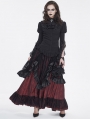 Black and Red Gothic Gorgeous Tiered Lace Ruffle Trim Maxi Party Skirt