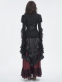 Black and Red Gothic Gorgeous Tiered Lace Ruffle Trim Maxi Party Skirt