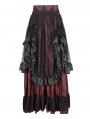 Black and Red Gothic Gorgeous Tiered Lace Ruffle Trim Maxi Party Skirt