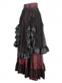 Black and Red Gothic Gorgeous Tiered Lace Ruffle Trim Maxi Party Skirt