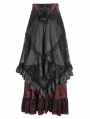 Black and Red Gothic Gorgeous Tiered Lace Ruffle Trim Maxi Party Skirt