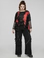 Black Gothic Punk Studded Wide Leg Plus Size Trousers for Women
