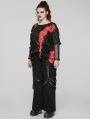 Black Gothic Punk Studded Wide Leg Plus Size Trousers for Women