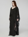 Black Gothic Lace V-Neck Bat Silhouette Loose Plus Size Long Dress