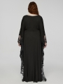 Black Gothic Lace V-Neck Bat Silhouette Loose Plus Size Long Dress