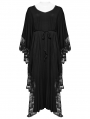 Black Gothic Lace V-Neck Bat Silhouette Loose Plus Size Long Dress