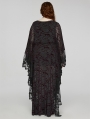 Black and Red Gothic Lace V-Neck Bat Silhouette Loose Plus Size Long Dress