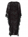 Black and Red Gothic Lace V-Neck Bat Silhouette Loose Plus Size Long Dress