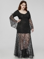 Black Gothic Romantic Goddess Lace Plus Size Long Dress