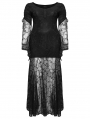 Black Gothic Romantic Goddess Lace Plus Size Long Dress