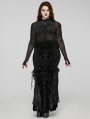 Black Gothic Gorgeous Embossed Velvet Fishtail Plus Size Long Skirt