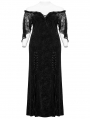 Black Gothic Romantic Off-Shoulder Embossed Velvet Plus Size Long Dress